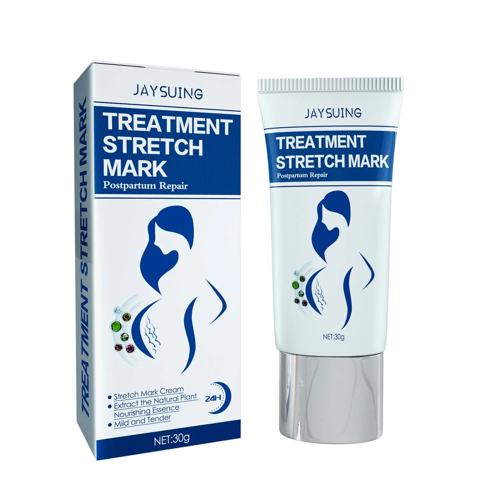 Jaysuing Hydrolyzed Salmon Protein and A-Arbutin Pregnancy Care Cream - Pregnancy and Postpartum Skin Care, Smooth and Firm, Gentle Skin Improvement Body Cream 30g, Hormone-Free