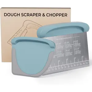 PGYARD 2Pcs Bench Scraper & Chopper for Baking Dough Cutter with Measuring Scale, Flexible Bowl Scrapers for Bread Dough Cake Pizza Sourdough Stainless Steel Multi-Purpose Kitchen Gadgets Dishwasher Safe