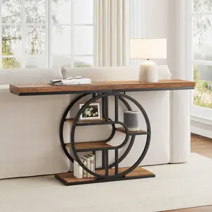 Garvee 55 Inch Industrial Console Table - 5 Circle Shelves