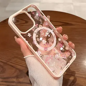 Premium Magnetic Phone Cases for iPhone11/12/13/14/15/16//17/Air/promax/Plus Pink Floral Pattern y2k cased MagSafe Ready, Anti-Fall, Springtok and Ultra-Thin Design | Perfect for Everyday Use Protector Screen Protector Resistance