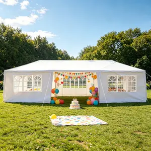 10'x20'/30' Outdoor Party Tent with 0/5/7/8 Removable Sidewalls, Waterproof Canopy Patio Wedding Gazebo  for BBQ, Birtheday Party,Summer Vibes