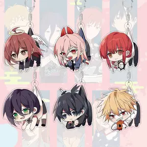 Anime Acrylic Keychain- Chainsaw Man Cartoon Character, Unique Keychains for Personal Style, Cute Keychains for Bags and Keys