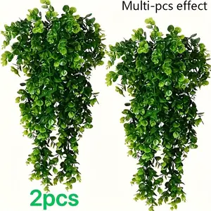2 artificial large eucalyptus vines, fake eucalyptus vines, suitable for indoor and outdoor shelf decoration, spring and summer decoration, no electricity. Four seasons, holiday party decoration, etc. Faux Plant, Decorative Fake Plant