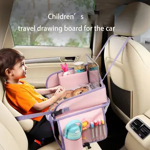 Portable Car Travel Drawing Board, Car Seat Toy Tray, Foldable Storage Table, Kids' Art Activity Kit for Road Trips, Car Seat Attachment