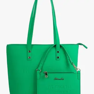 Cherullo The Pouch Bag - Green Tote with Zip Closure and Adjustable Strap, Ideal for Everyday Use
