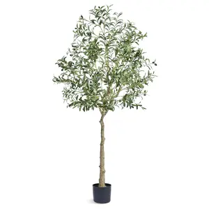 VEVOR Artificial Olive Tree,  6 FT Tall Faux Plant, Secure PE Material & Anti-Tip Tilt Protection Low-Maintenance Plant, Lifelike Green Fake Potted Tree for Home Office Warehouse Decor Indoor Outdoor