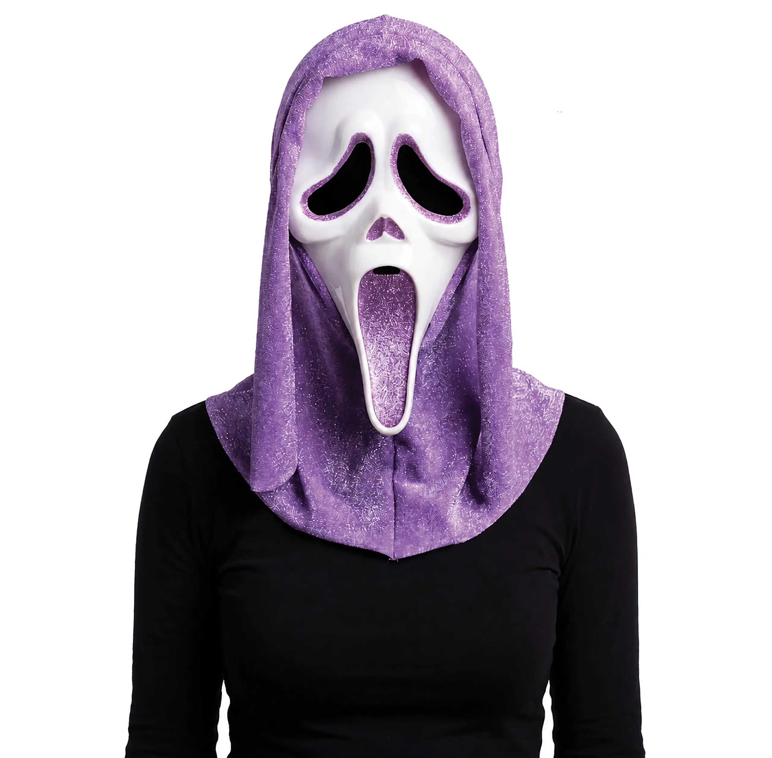 Fun World Ghost Face Adult Glitter Mask, One Size Fits Most, Purple/Lavendar