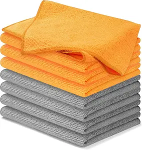 Microfiber Cleaning Cloth - (12x11 inches) High Performance - Ultra Absorbent Weave Traps Grime & Liquid for Streak-Free Mirror Shine - Lint Free Towel - 12x11 Inch (Pack of 8)