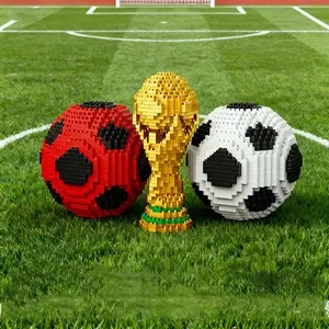 World Cup Football Building Blocks Model Monument, Creative God Cup Collection Display Piece, Soccer Memorabilia Decoration