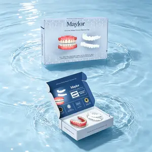 Maylor Silicone Reline Protect Denture Set Instant Smile Veneers Fake Teeth For Missing Tooth Natural Comfort Snap On Denture For Men Women Smile Makeover