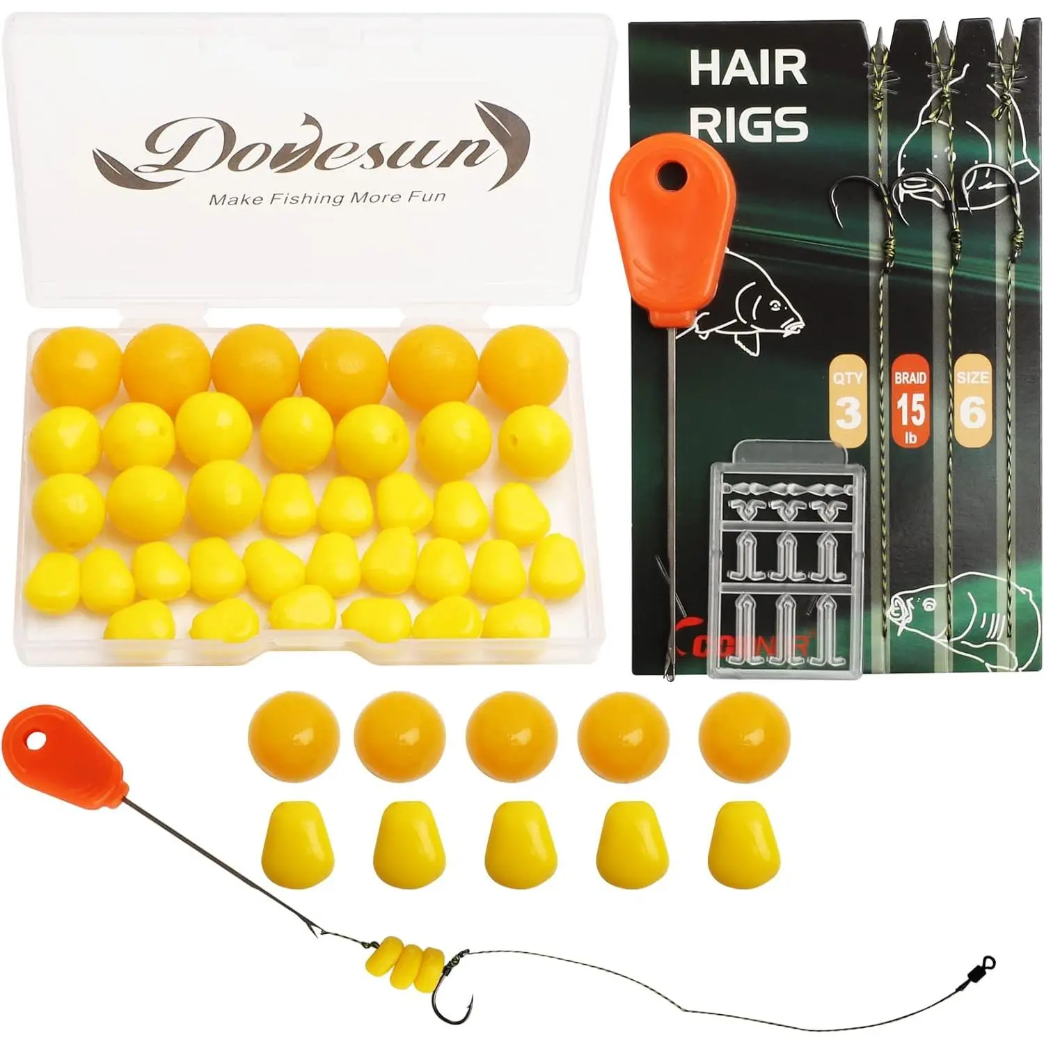 Carp Rig Making Kit, 151-Piece Tackle Set with Pre-Tied Hair Rigs and Hooks in Sizes 2, 4, 6, 8 for Outdoor Carp Fishing, Fishing Lure Kit, Outdoor Fishing Equipment, Tackle Making Kit