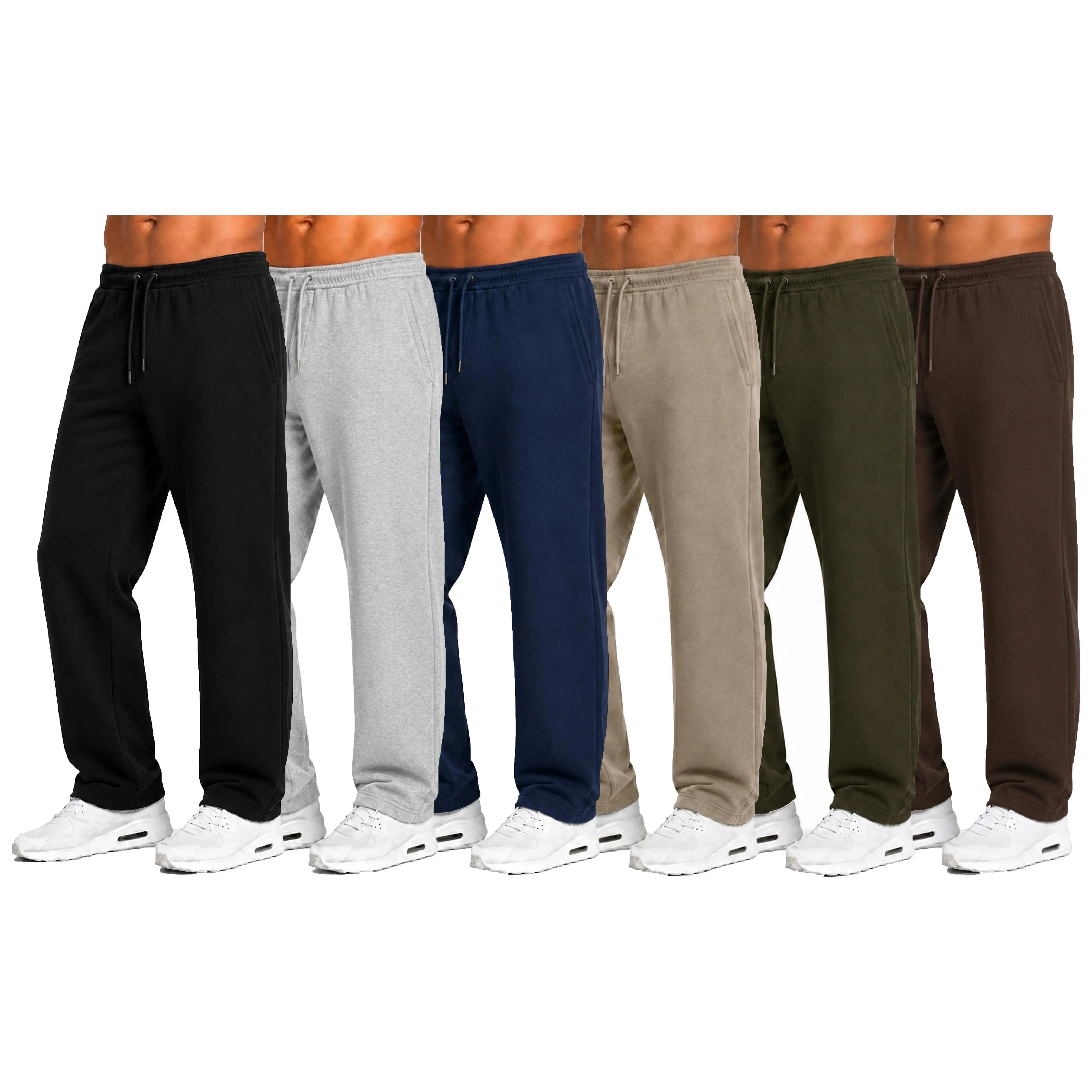 5 Pack Mens Tech Fleece Performance Sweatpants with Open Bottom (Sizes S-3XL)