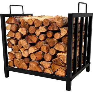 Heavy Duty 17.5 Inch Log Holder with Handles – Sturdy Metal Firewood Rack – Portable Indoor Outdoor Wood Storage Stand – For Fireplace, Fire Pit, Patio, Deck – Easy Assembly