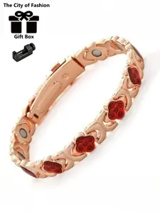 Women’s Pure Copper Magnetic Bracelet, Adjustable Bangle Jewelry, 3500 Gauss Effective Magnet Wristband, Adjustable Slider Bracelets