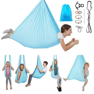 fathersdaygift VEVOR Aerial Yoga Hammock, Maximum 300 lbs Load Aerial Silk, Yoga Swing with Nylon Fabric, Daisy Rope, PE Zipper Bag, Gymnastics Swings Suitable for Men and Women, Dual-Function Hammock Swing