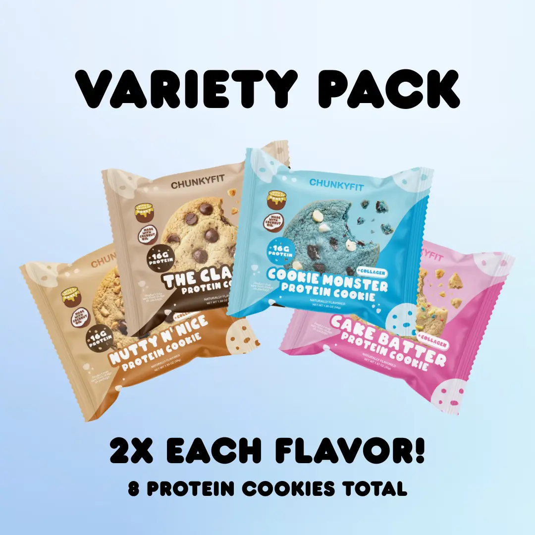 ChunkyFit Protein Cookie Variety Pack - 16g Protein, Less than 200 calories, plus Collagen Cookie Dessert