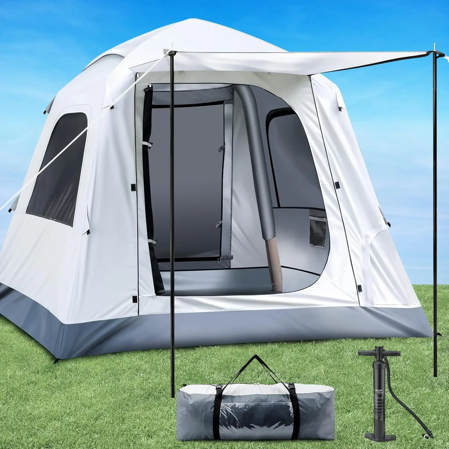 Manual outdoor camping tent- Inflatable Tents for Camping 2-3 Person, Easy Set Up Camping Tent with Manual Pump, Waterproof Tent for Family Outdoor,Outdoor Mountaineering Tent,Big Tents for Outdoor Camping Hiking and Backpacking outdoorfun,Summervibes