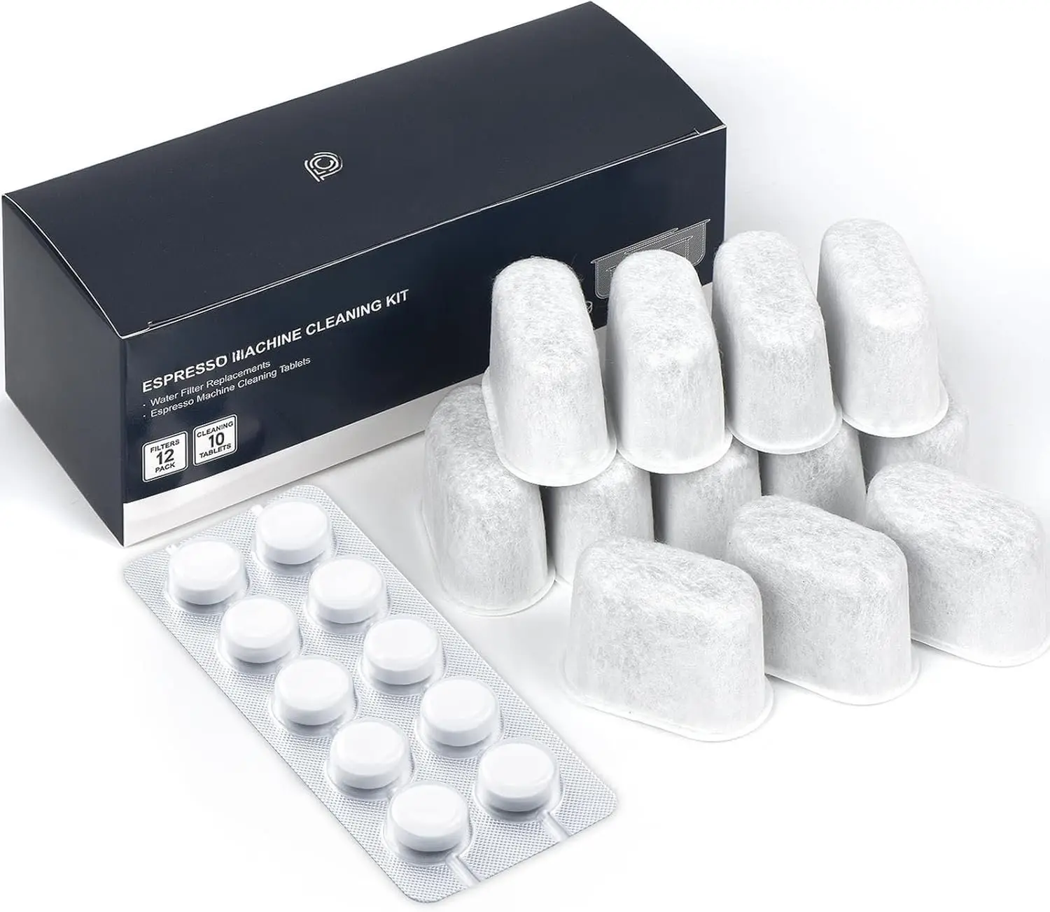 Espresso Machine Cleaning Tablets and Filters for Breville Espresso Machines (10 Tablets + 12 Filters) - 2 Gram Cleaning Tablets & Replacement Water Filter - Espresso Cleaner Accessories