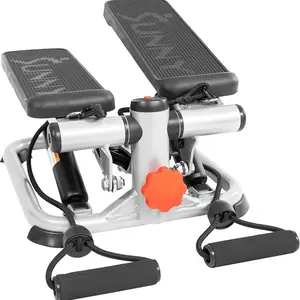 Sunny Health & Fitness Total Body 2-in-1 Stepper Machine with Adjustable Hydraulic and Resistance Bands