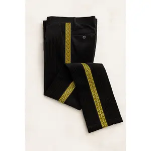 Prestige Greek Key Corduroy Pant (Black/Gold)