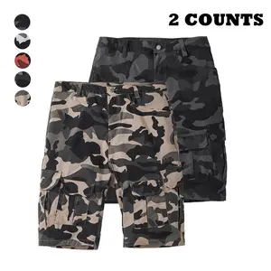 Men’s cargo shorts two-pack, camouflage pattern, street style, multi-pocket design, suitable for outdoor travel, sports, and casual wear; fashionable, comfortable, versatile for everyday commuting.Summervibes
