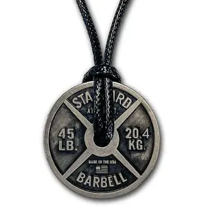 Workout Necklace For Men, Weight Plate Necklace, Adjustable Leather Cord