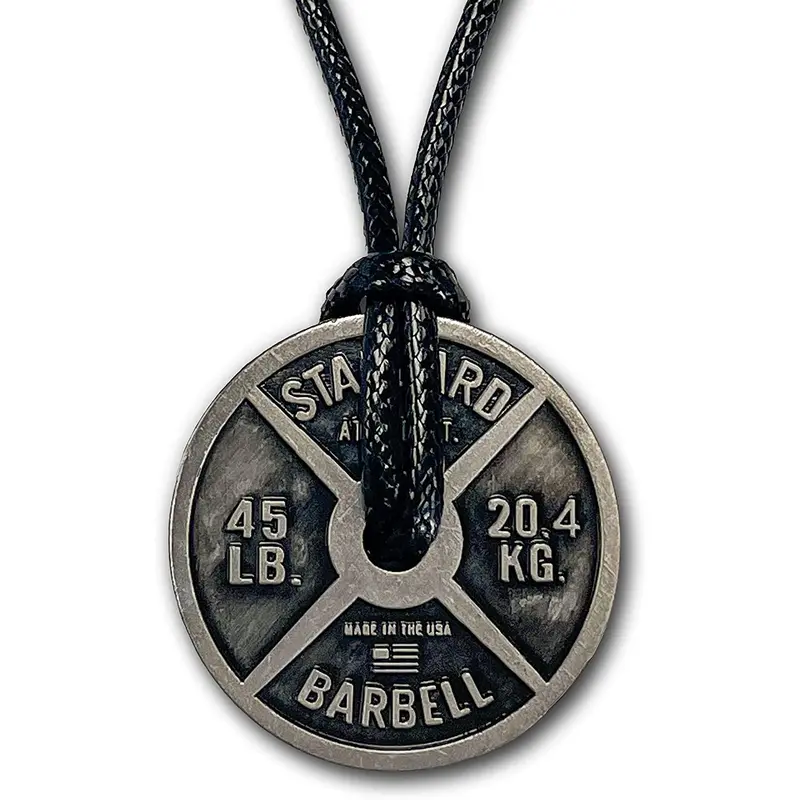 Workout Necklace For Men, Weight Plate Necklace, Adjustable Leather Cord