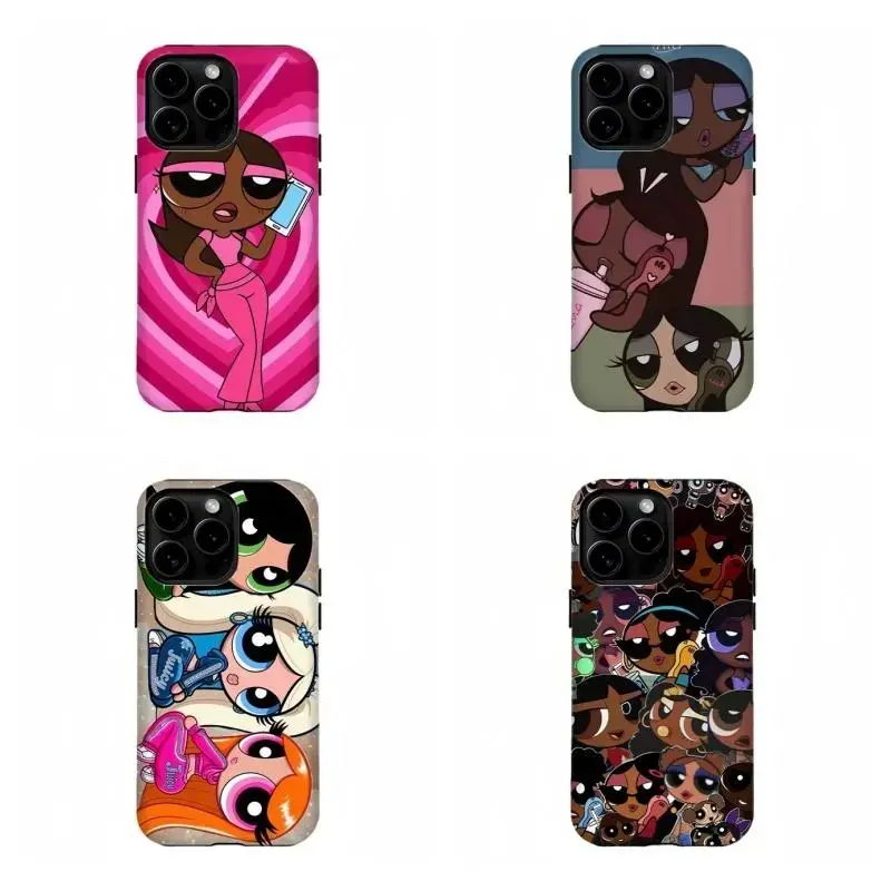 Cute 90s Girly Character Fan Art Pink Heart Hypnotic Pattern Early 2000s Nostalgia Doll Graphic Protective Shockproof Hard PC TPU Cover Shell. Y2K Retro Cartoon Phone Case for iPhone