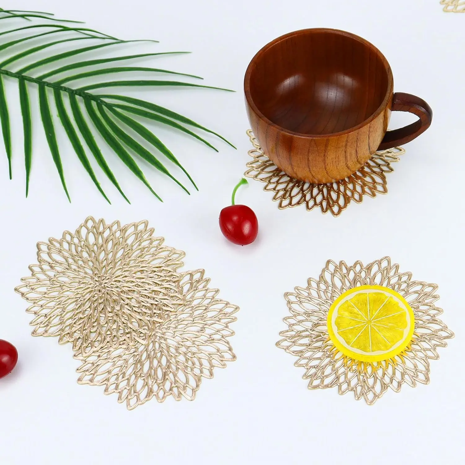 Placemats Set of 10, Flower Placemats Set for Dining Table, Washable Table Protectors & Decorative Dining Table Mats for Holiday, Party & Everyday Use(3.9 inches)