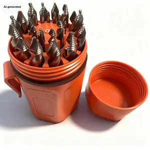 29-Piece Cobalt Step Drill Bit Set, Shank Step Bits, Round Case W/ Oxidized Polished Drills, Acrylic Steel Hard Metal Sizes 1/16" to 1/2"x 64 Inches
