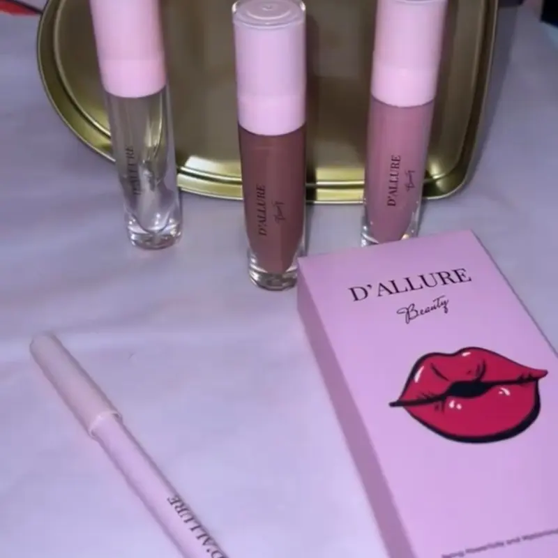 Vegan Lip Kit With Brown lip liner and Lux Mocha Nude Gloss.