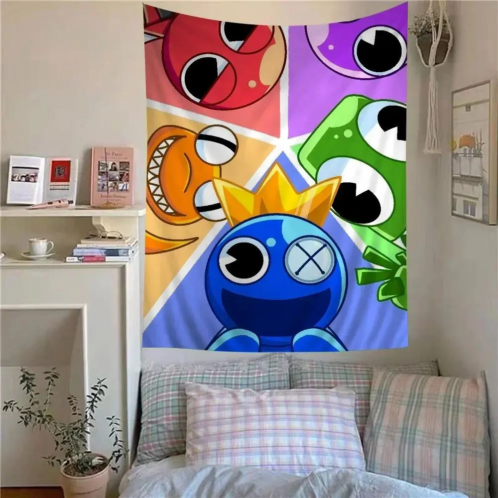 Rainbow Friends Chart Tapestry Flag Wall Hanging With Art Home Decorations Durable Lightweight Washable  For Living Room Bedroom Festival Gift Dorm Decor Flags Poster