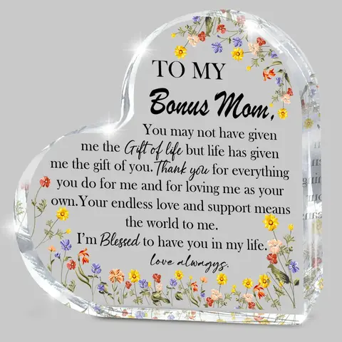 Mothers Day Gifts for Mom, Acrylic Desk Plaque Sign From Daughter Son Husband, Best Bonus Mother Birthday Gift, Keepsake for Stepmom, Mothers Day Decor, Acrylic Desktop Sign, Acrylic Signage Plaque, Decorative Plaque Sign