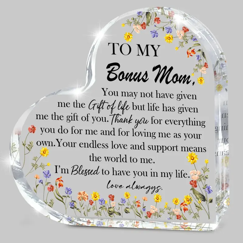 Mothers Day Gifts for Mom, Acrylic Desk Plaque Sign From Daughter Son Husband, Best Bonus Mother Birthday Gift, Keepsake for Stepmom, Mothers Day Decor, Acrylic Desktop Sign, Acrylic Signage Plaque, Decorative Plaque Sign