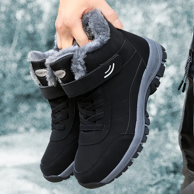 Women's Burgundy Leather Snow Boots - Waterproof Insulated Wedge Heel Footwear with Fleece Lining, Buckle Detail, All-Weather Grip, EVA Sole - Active Girl's Walking Shoes