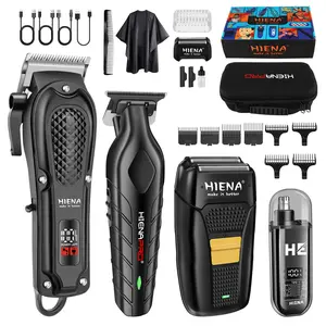 HIENA  Professional Hair Clipper Set for Men, Cordless Barber Clippers Set and Trimmer Kit, Electric Beard Trimmer & Nose Trimmer Kit, Foil Shaver & Men's Facial Grooming Tool Kit, Gifts for Men