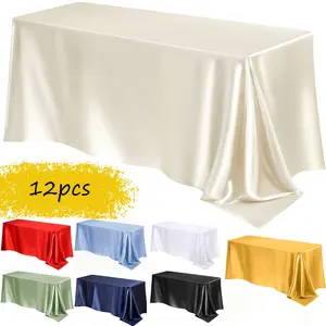 2/3pcs Satin Tablecloth, 57" X102" Silky Satin Tablecloth, Rectangular Bright Color Tablecloth, Smooth Fabric Tablecloth Covering, Suitable For Wedding Banquet, Birthday, Outdoor Party, Wedding Outdoor Event, Banquet Ornaments Decor halloween decor