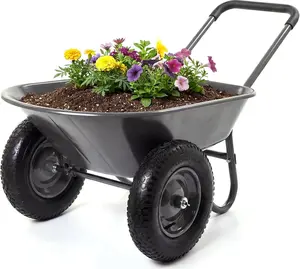 Eavy-Duty Garden Wheelbarrow Cart with Built-in Stand – 2-Wheel Utility Wagon for Home, Yard, and Outdoor Use – Multi-Functional, Hand Push Cart