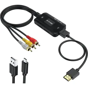RCA to HDMI Converter, Composite Adapter Male AV Support 1080P PAL/NTSC Compatible with PS one, PS2, PS3, STB, Xbox, VHS, VCR, Blue-Ray DVD Players.