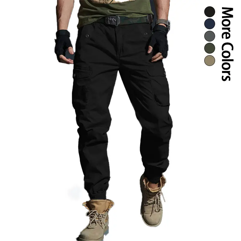 Men’s cargo pants with pockets, tactical workwear style — standard fit, suitable for all seasons, perfect for Halloween parties, everyday wear, hiking, and construction work — durable non-stretch fabric, casual fashion long pants, no back pockets