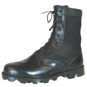 212 MAIN Women's Black Vietnam Jungle Boot - 04, Leather Footwear with Nylon, Panama Sole & Steel Shank, Comfortable Walking Shoe