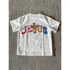 Glimmora Faith Inspired MultiColor Gemstone Cross and Jesus Graphic Print Women S Crew Neck T Shirt