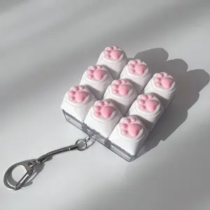 Cute Cat Paw Mechanical Keyboard Keycap Stress Relief Keychain, Portable Crisp Pressing Release Pendant, Comfortable Sensory Relaxation Tool, Sensory Fidget Keychain