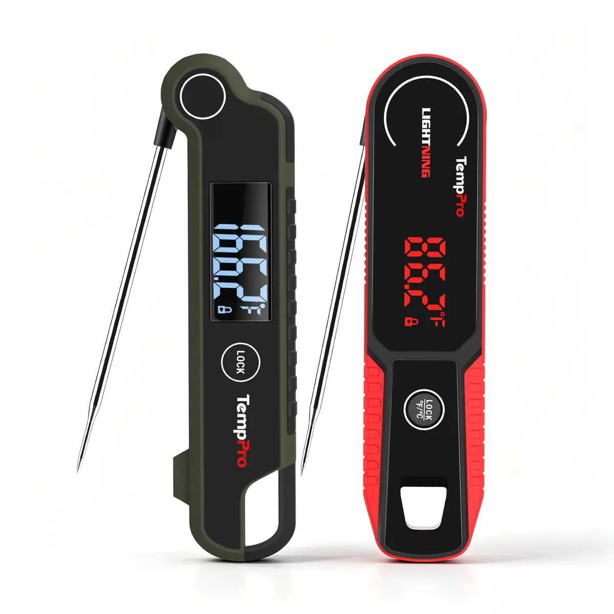 TempPro 2-Pack Digital Meat Thermometer, Red LED Display, Dual Probes for Precise Cooking Temperatures (TP620W+TP622W)