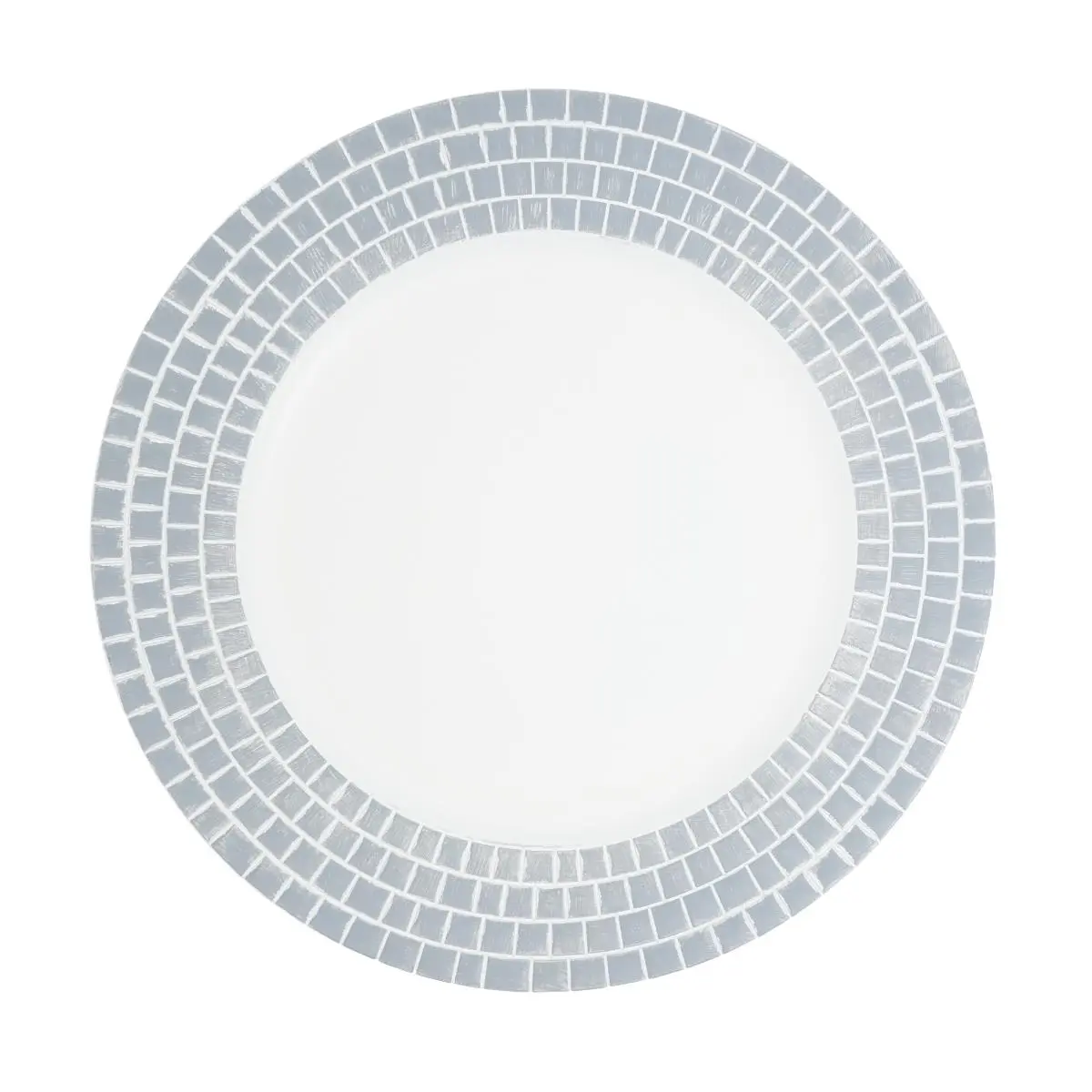 Saro Lifestyle CH446.S13R Decorative Tile-Edged Charger Plate - Silver - Set of 4 (4 pieces), Four Pieces