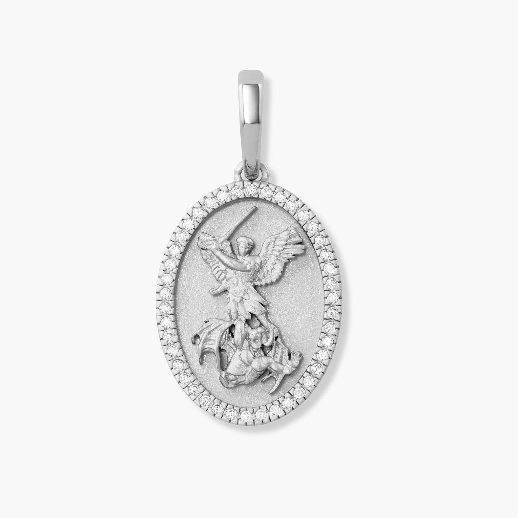 JAXXON Studded St. Michael Pendant Silver. - Pendant Only