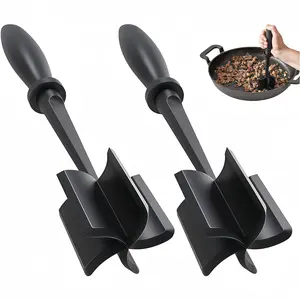 LMMAKE Professional Multifunctional Kitchen Tool - Meat Chopper, Hamburger Patty Maker, Potato Masher with Blade & Seasoning Compatibility, Heat-Resistant, Ergonomic Utensils Safe for Non-Stick Cookware