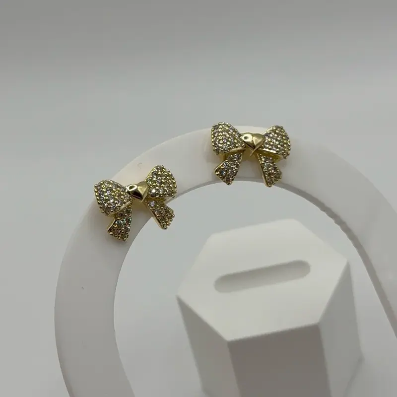 Women's Bow Earrings with Rhinestones - Elegant and Stylish Jewelry for Everyday Wear