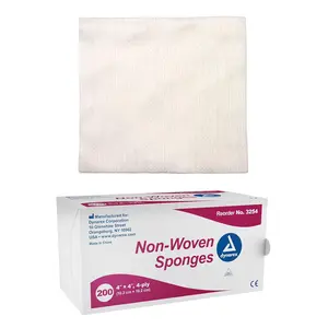 Non-Woven Sponges, Non-Sterile, Gauze, for Cleansing, Prepping and Dressing, Highly-Absorbent, Less Linting, 4"x 4", 4 Ply, 1 Box of 200 Sponges (Packaging May Vary)