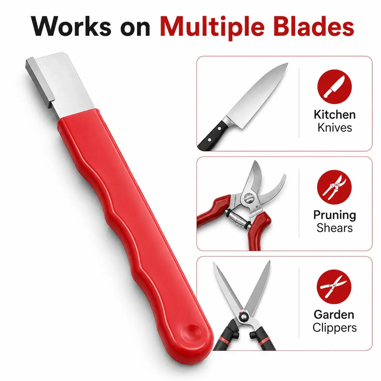 Professional Knife Sharpener, Manual Blade Sharpening Tool for Kitchen Knives, Scissors & Garden Shears, Compact Whetstone Sharpener for Home Cooking & BBQ Prep